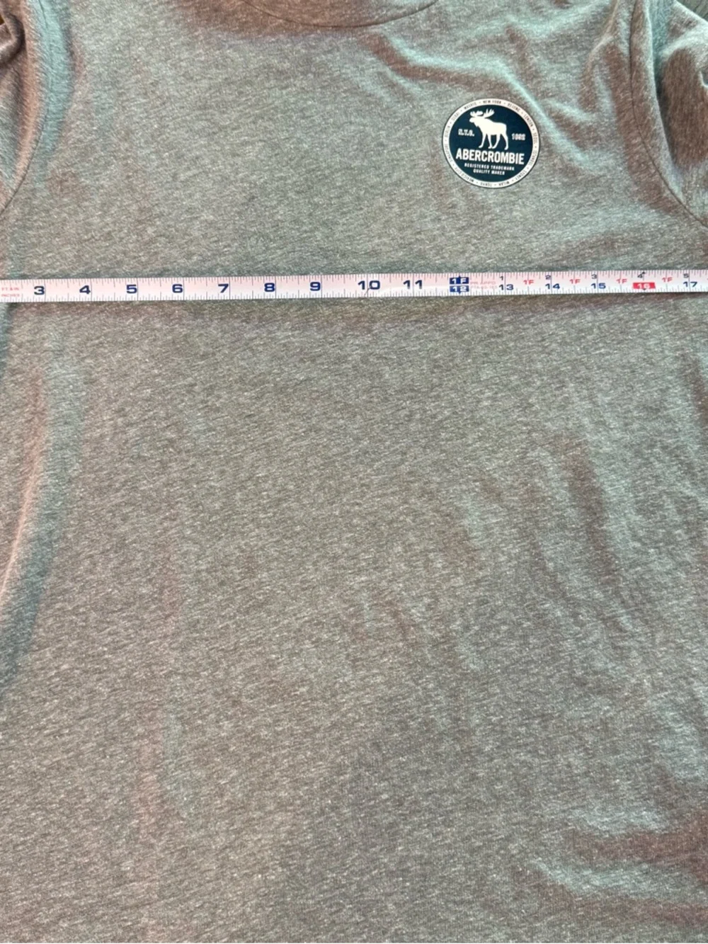 Abercrombie Kids Boys Gray Logo Long Sleeve Tee Shirt Casual Basic Size 13/14